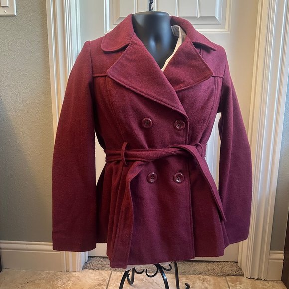 Rampage Double-Breasted Belted Peacoat - Sz M - Picture 10 of 10
